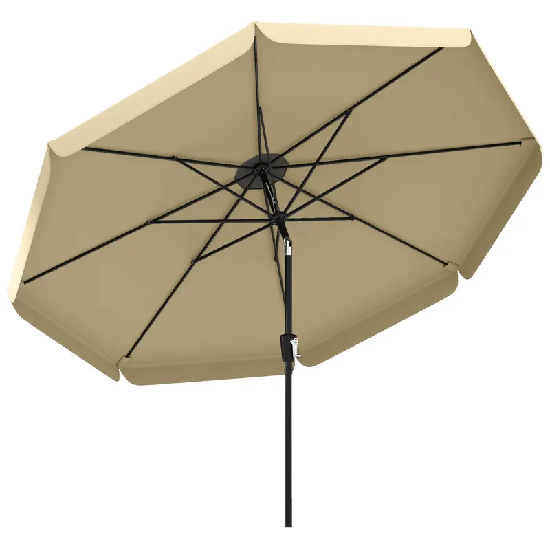 10Ft Patio Umbrella With Push Button Tilt And Crank, Khaki 1