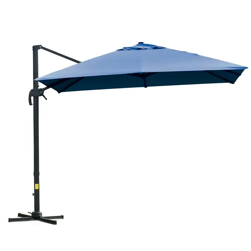 10'X 10' Square Cantilever Umbrella With 4 Adjustable Angle And Rotation, Blue 1