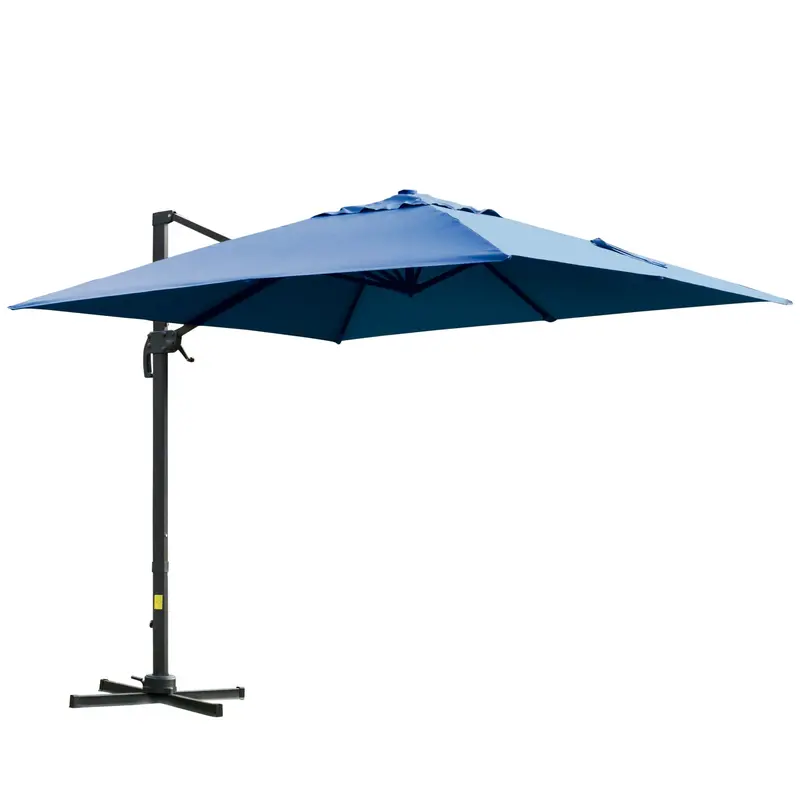 10'X 10' Square Cantilever Umbrella With 4 Adjustable Angle And Rotation, Blue 2