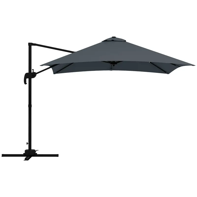10'X 10' Square Cantilever Umbrella With 4 Adjustable Angle And Rotation, Dark Grey 1