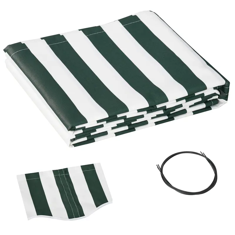 11' X 10' Retractable Awning Fabric Replacement, 280Gsm Uv Resistant Fabric, Green And White 1