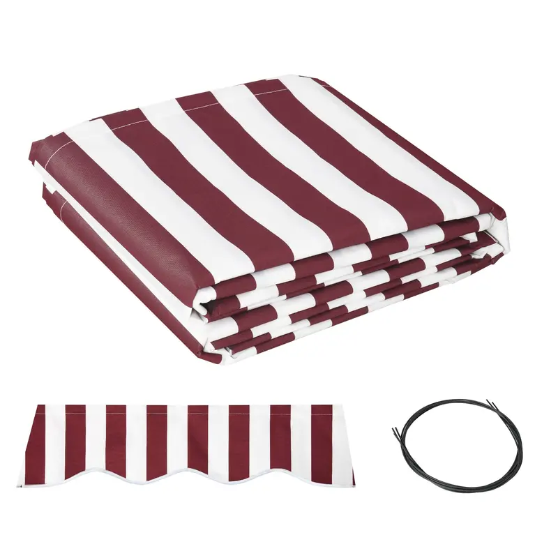 11' X 10' Retractable Awning Fabric Replacement, 280Gsm Uv Resistant Fabric, Red And White 1