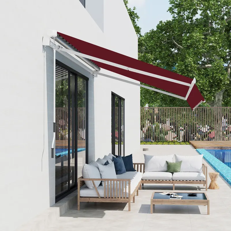 11' X 10' Retractable Awning Fabric Replacement, 280Gsm Uv Resistant Fabric, Wine Red 1