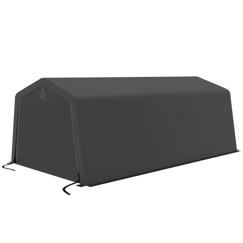 11' X 20' Heavy Duty Carport With 2 Ventilation Windows And Large Door, Dark Grey 2