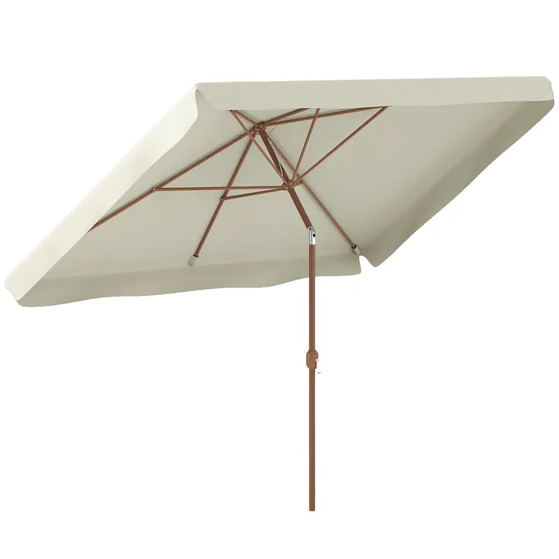 118.1" X 78.7" Patio Umbrella With Crank Handle And Adjustable Angle, Beige 1