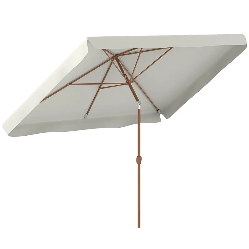 118.1" X 78.7" Patio Umbrella With Crank Handle And Adjustable Angle, White 1