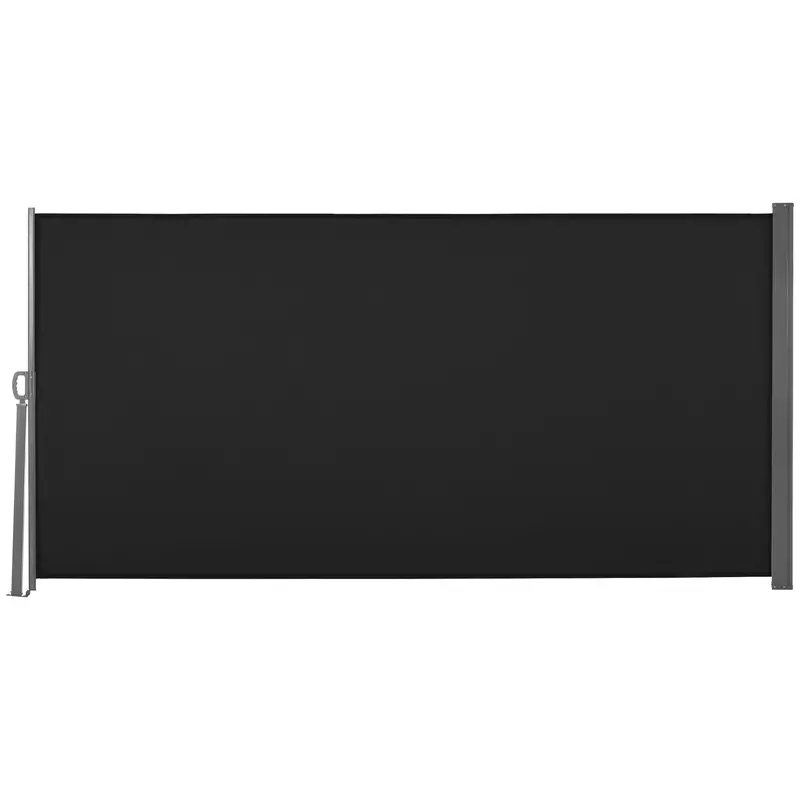 118" X 63" Retractable Side Awning With Uv & Wind Protection, Black 1