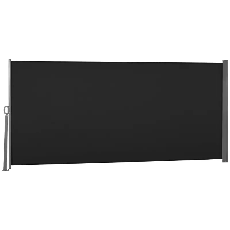 118" X 63" Retractable Side Awning With Uv & Wind Protection, Black 2