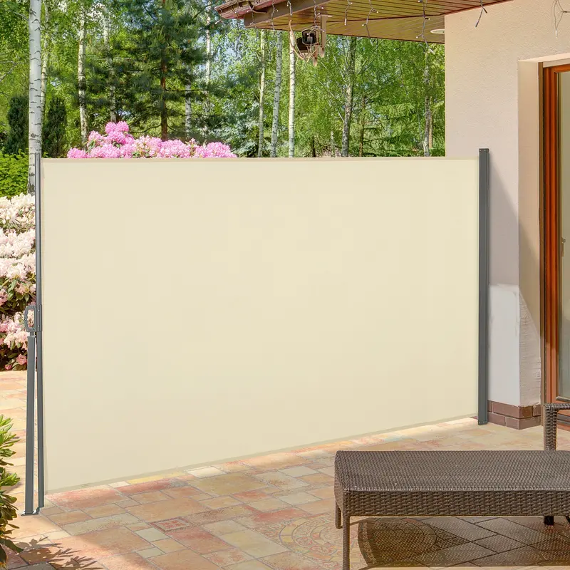 118" X 63" Retractable Side Awning With Uv & Wind Protection, Cream White 2