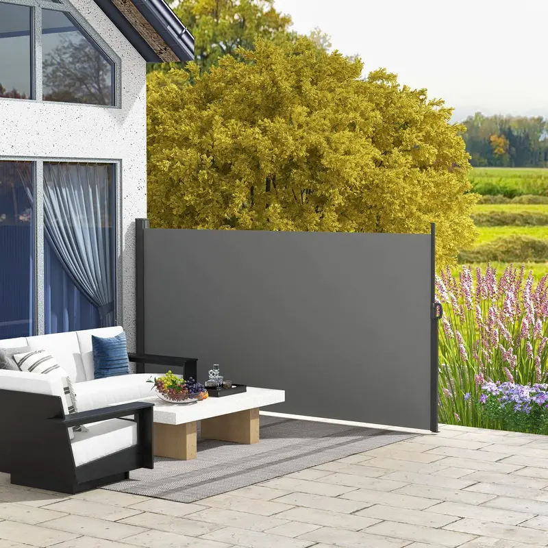118" X 63" Retractable Side Awning With Uv & Wind Protection, Light Grey 2