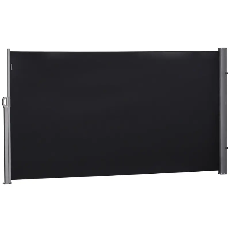 118" X 71" Retractable Side Awning With Uv & Wind Protection, Black 2