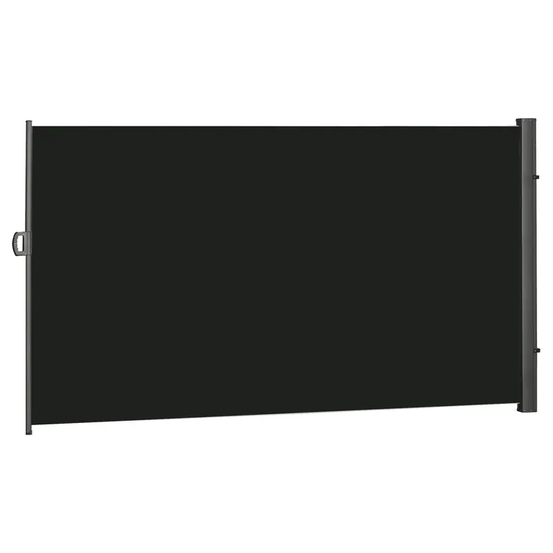 118" X 79" Retractable Side Awning With Uv & Wind Protection, Black 1