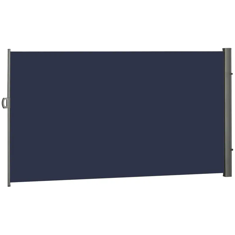 118" X 79" Retractable Side Awning With Uv & Wind Protection, Dark Blue 2