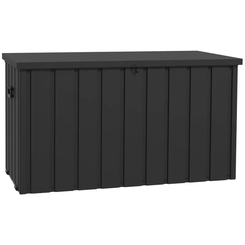 119 Gallon Galvanized Steel Deck Box With Wheels And Handles, Dark Grey 2