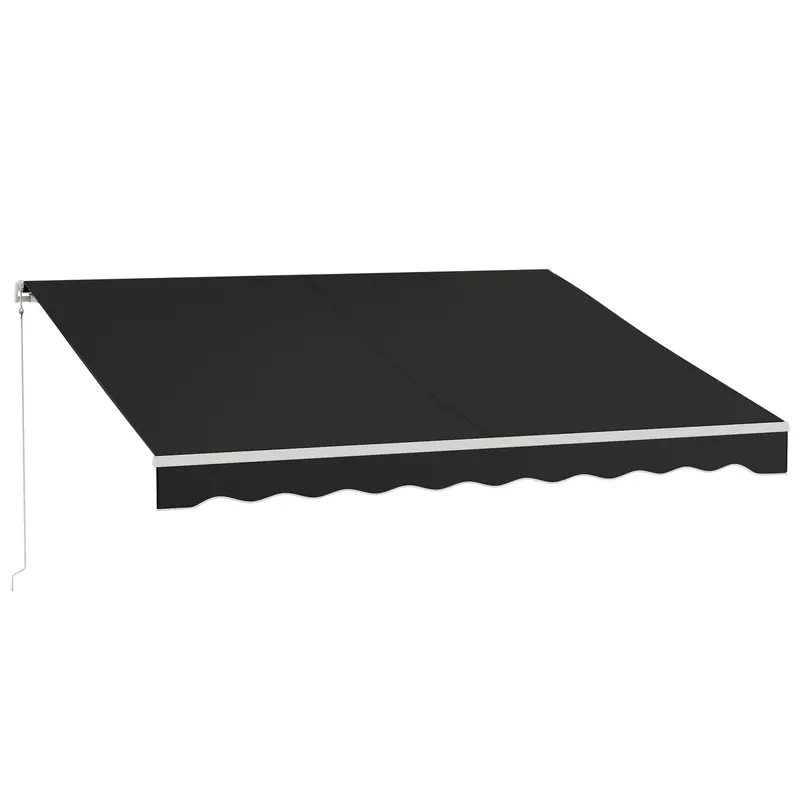 12' X 10' Electric Retractable Awning With Remote Control & Manual Crank Handle, Black 1