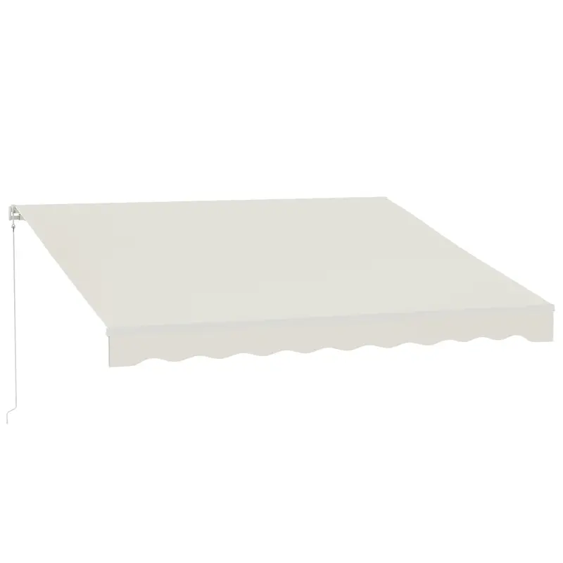 12' X 10' Electric Retractable Awning With Remote Control & Manual Crank Handle, Cream White 1