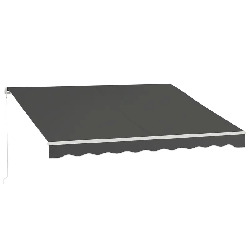 12' X 10' Electric Retractable Awning With Remote Control & Manual Crank Handle, Dark Grey 1