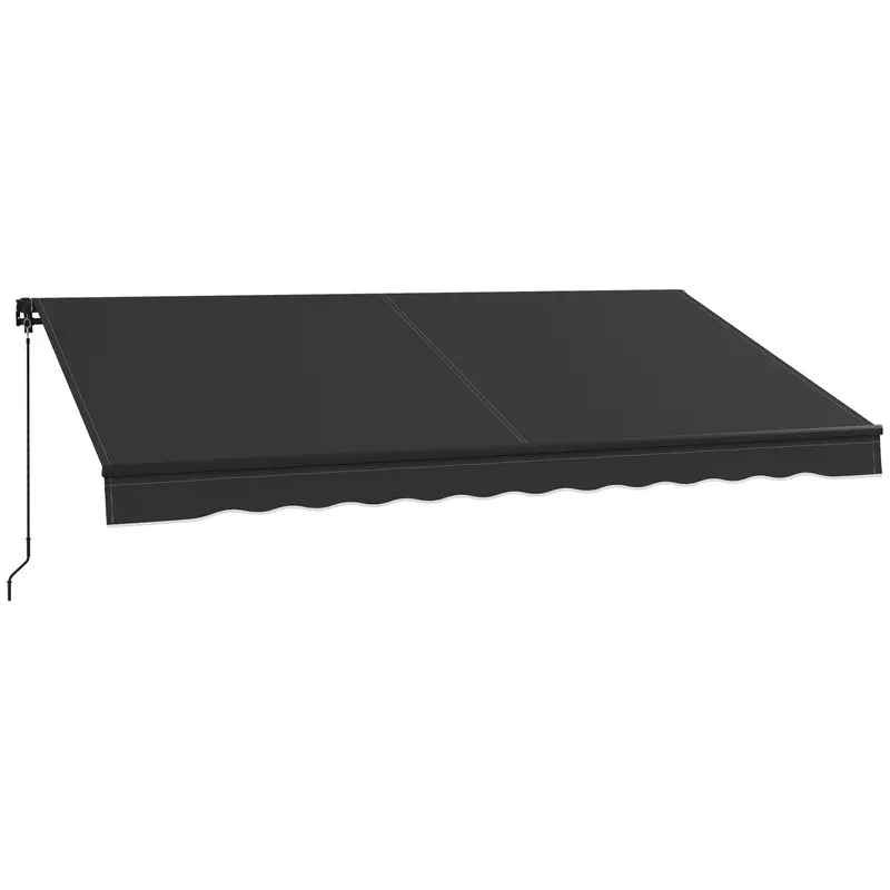 12' X 10' Retractable Awning With Manual Crank, 280Gsm Uv Resistant Fabric And Aluminum Frame, Black 1