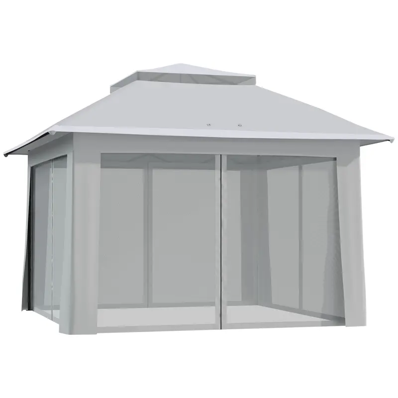 12' X 12' Foldable Party Tent With Steel Frame & Roller Bag, Light Grey 2