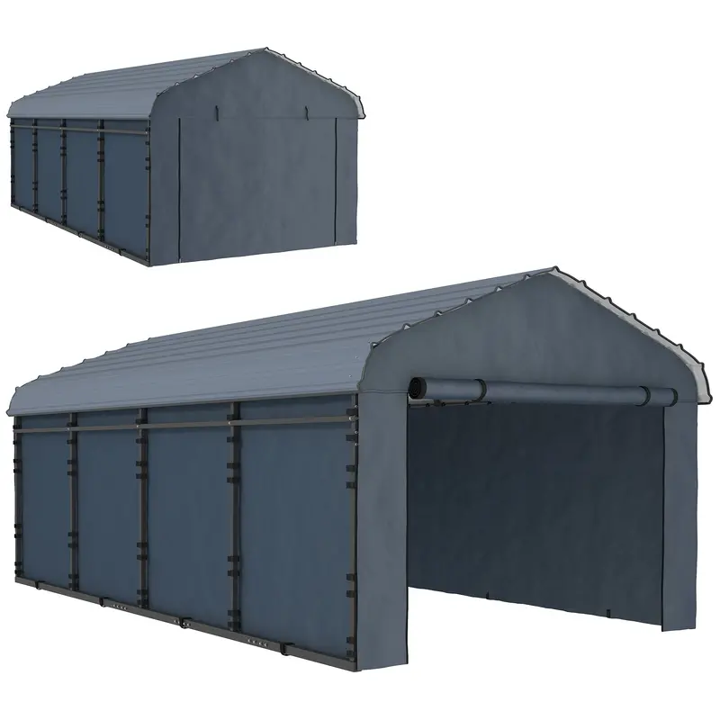 12' X 20' Heavy Duty Carport With Galvanized Roof & Removable Sidewalls 1