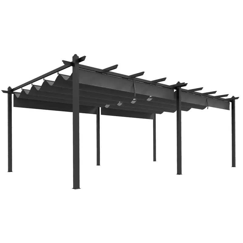 12' X 20' Retractable Pergola Canopy, Aluminum Frame Sun Shelter 1