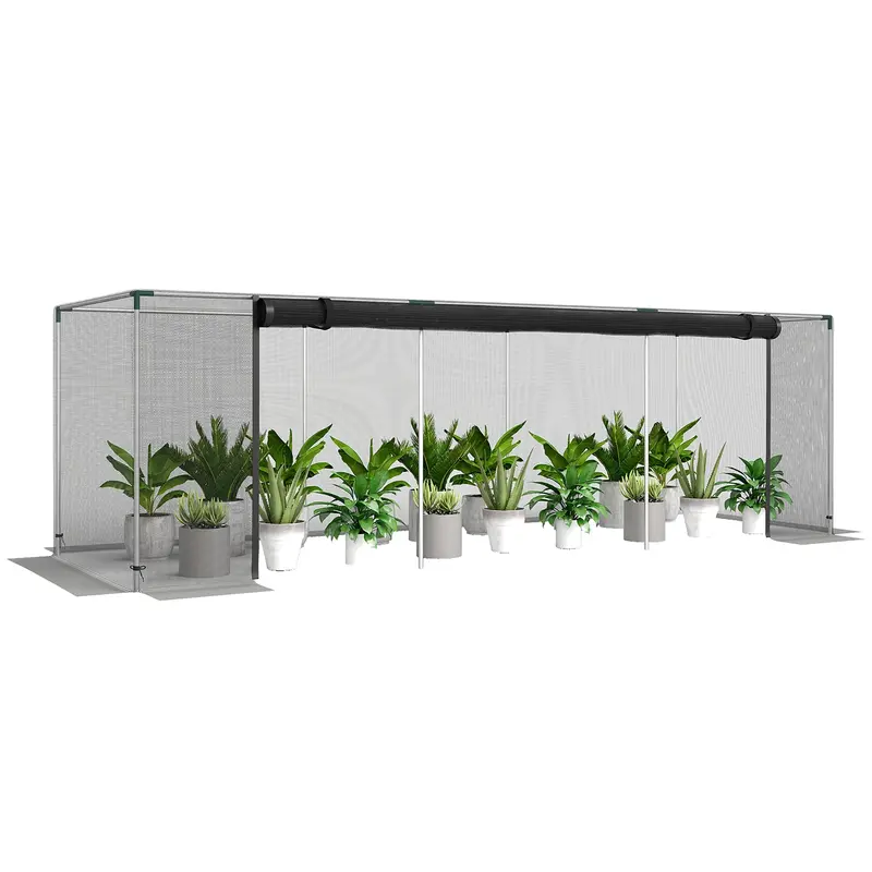 12' X 4' Crop Cage With Zippered Door And Steel Frame, Black 1