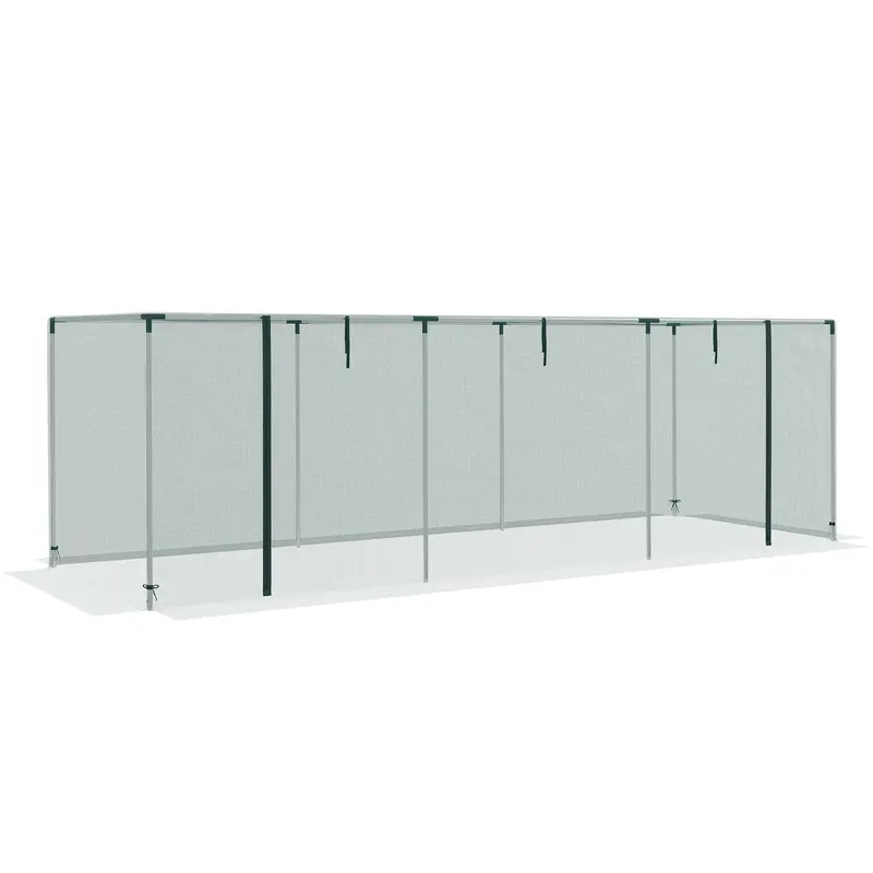 12' X 4' Plant Protection Cage With Zippered Door & Galvanized Frame, Green 1