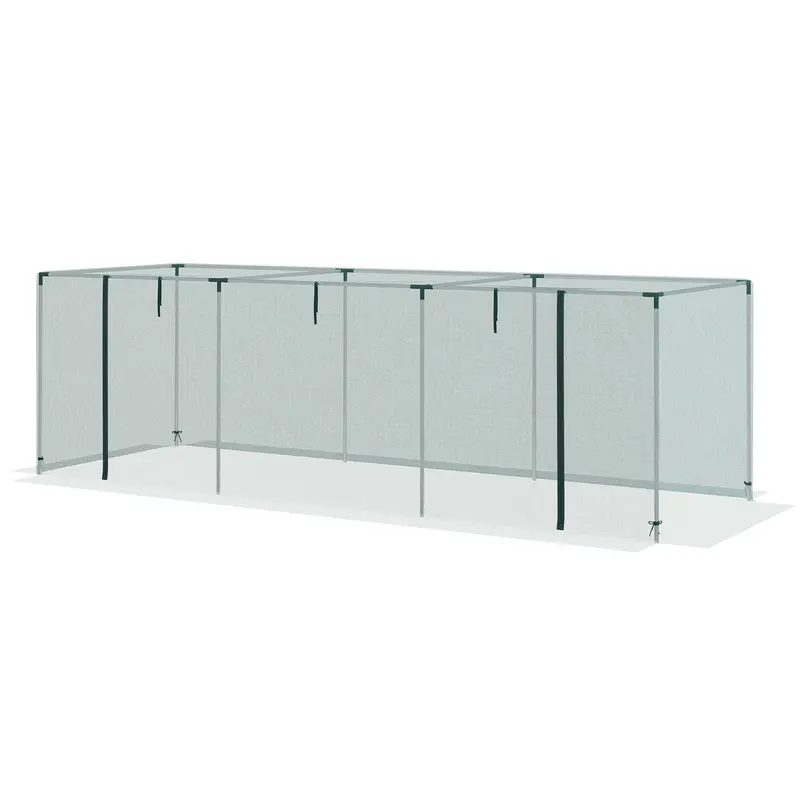 12' X 4' Plant Protection Cage With Zippered Door & Galvanized Frame, Green 2