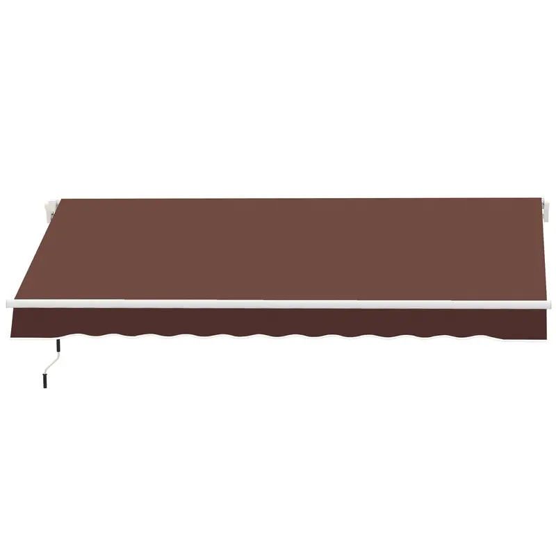 12' X 8' Retractable Patio Awning With Manual Crank, Uv & Water-Resistant Fabric And Aluminum Frame, Coffee 2