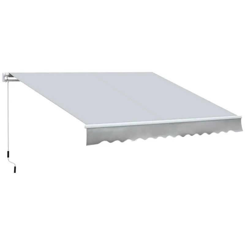 12' X 8' Retractable Patio Awning With Manual Crank, Uv & Water-Resistant Fabric And Aluminum Frame, Grey 1