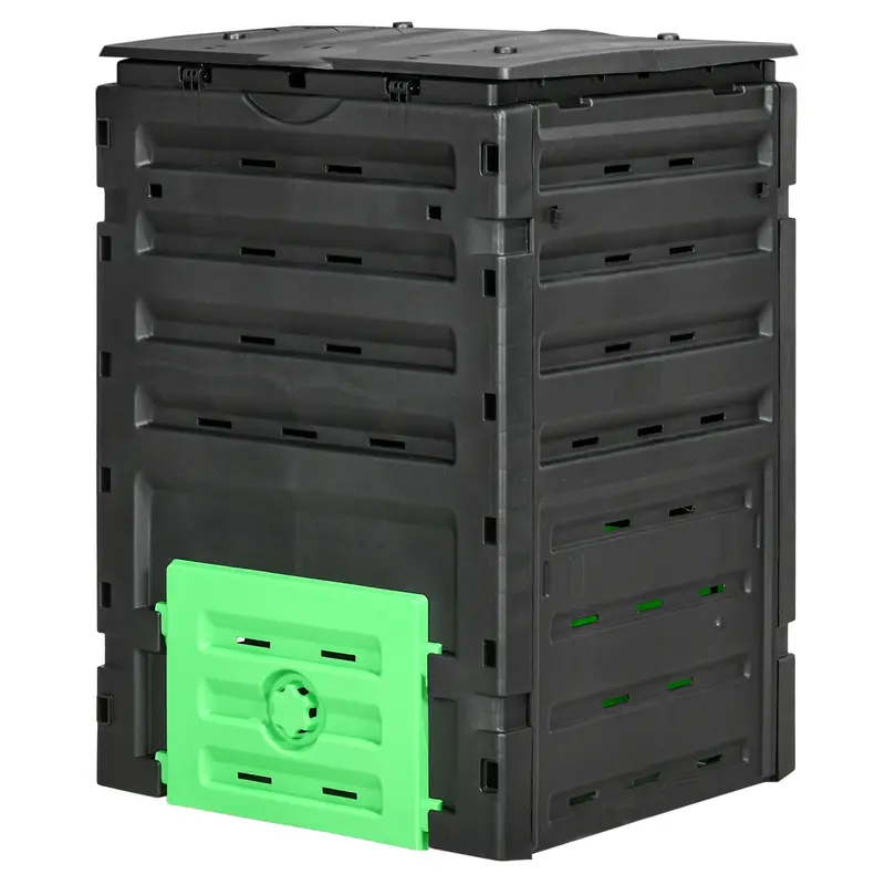 120 Gallon Compost Bin With 80 Vents & 2 Doors, Black 2