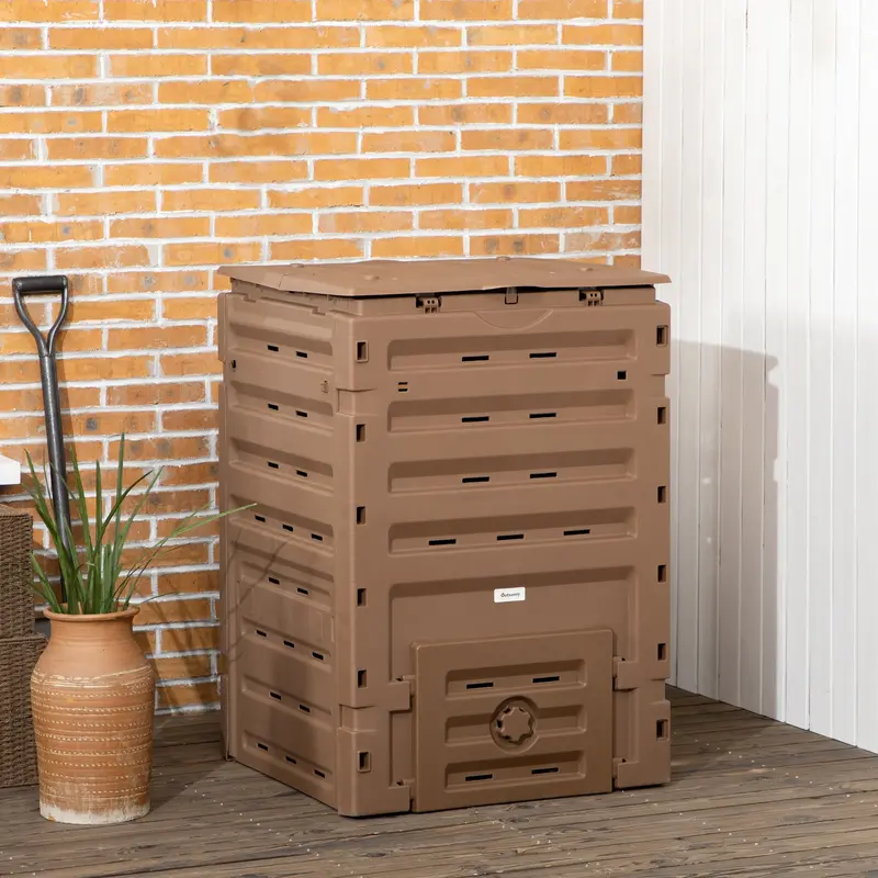 120 Gallon Compost Bin With 80 Vents & 2 Doors, Brown 1