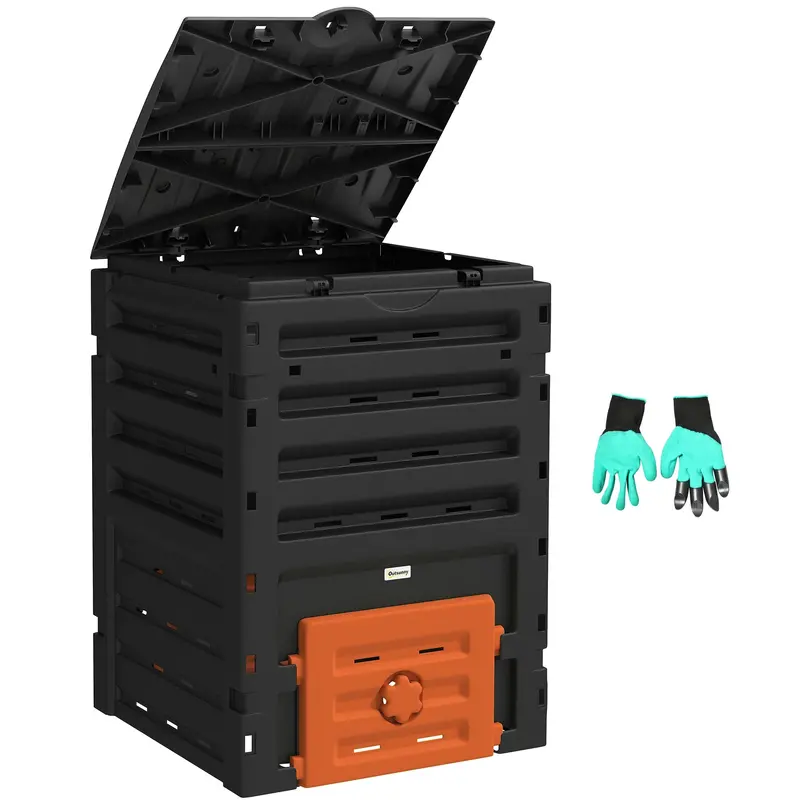 120 Gallon Compost Bin With 80 Vents & 2 Doors, Orange 1