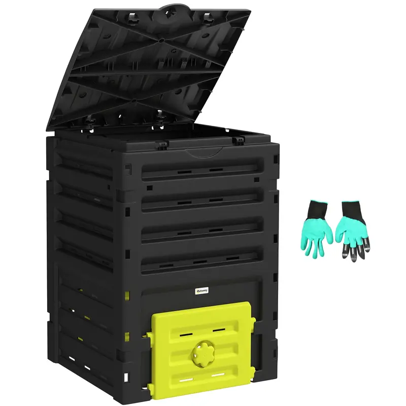 120 Gallon Compost Bin With 80 Vents & 2 Doors, Yellow 1