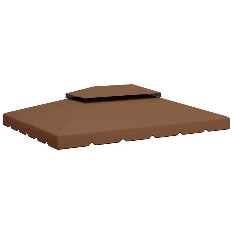 13.1' X 9.10' Gazebo Replacement Canopy With Double Vented Roof, Top Only, Coffee 1