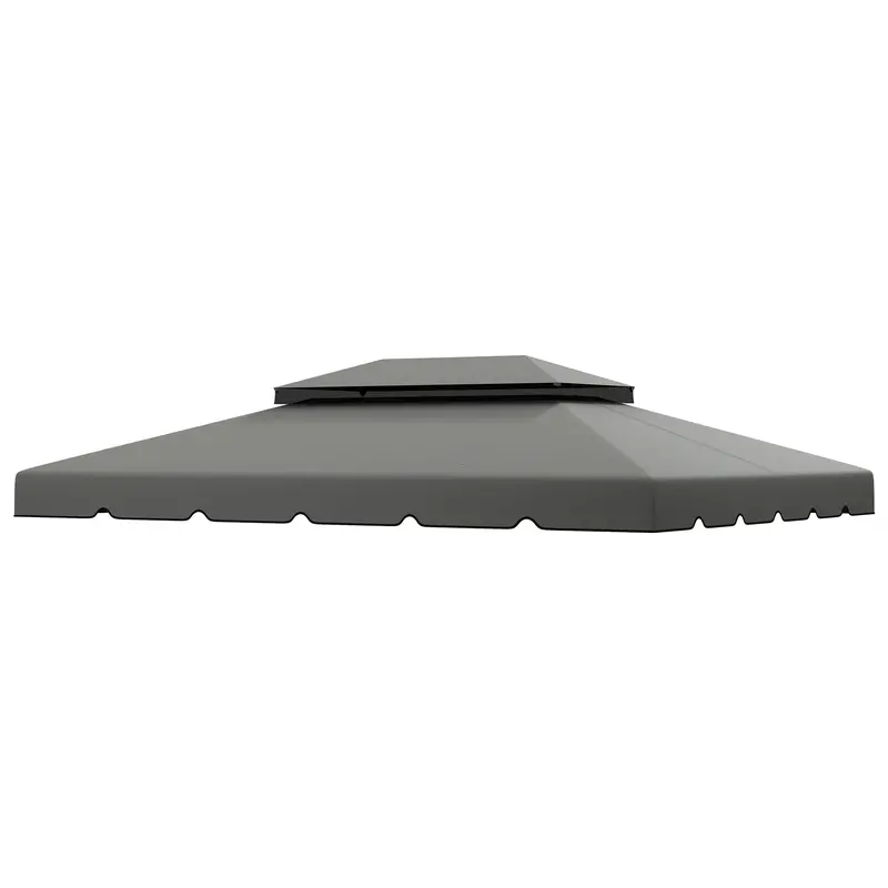 13.1' X 9.8' Gazebo Replacement Canopy With Double Vented Roof, Top Only, Grey 2