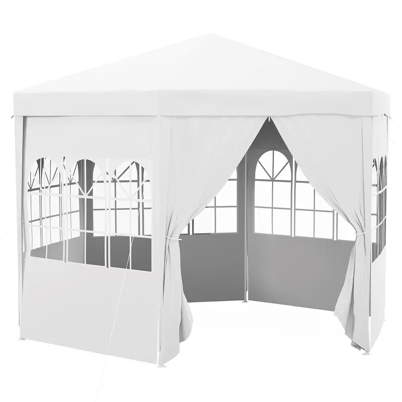 13' Gazebo Party Tent With 6 Removable Side Walls & Windows, White 1