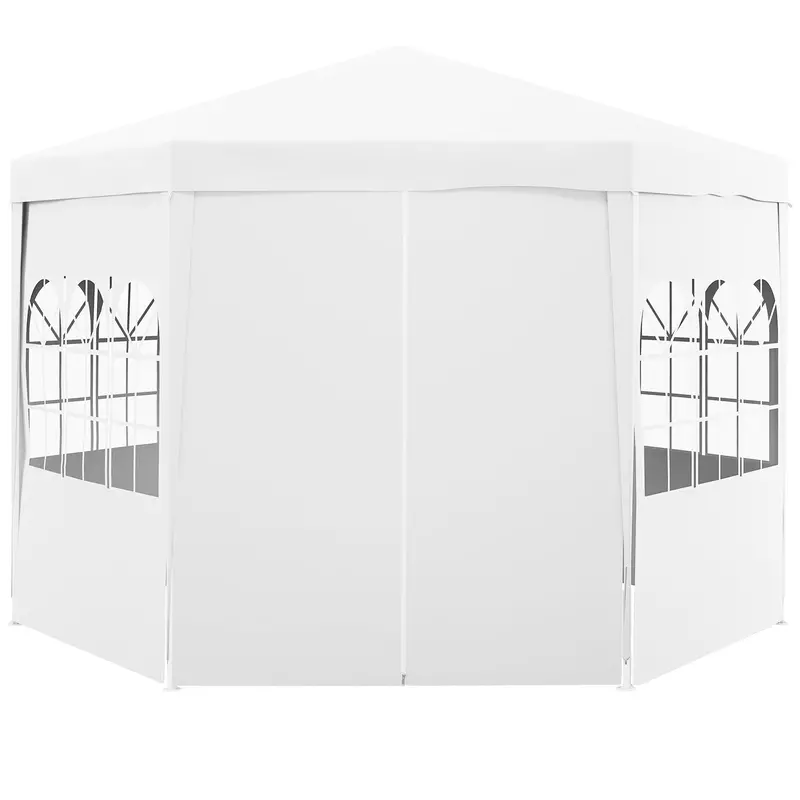 13' Gazebo Party Tent With 6 Removable Side Walls & Windows, White 2