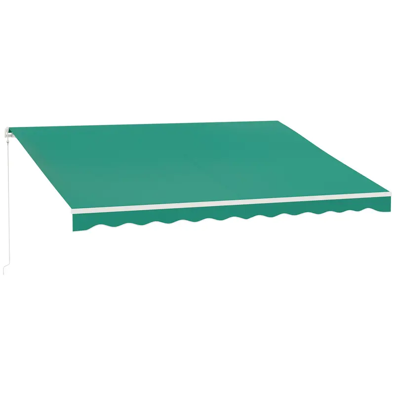 13' X 10' Electric Retractable Awning With Remote Control & Manual Crank Handle, Green 1