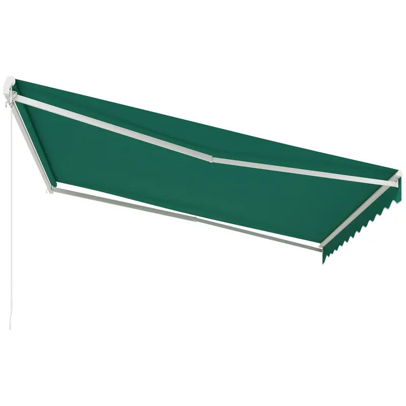 13' X 10' Electric Retractable Awning With Remote Control & Manual Crank Handle, Green 2