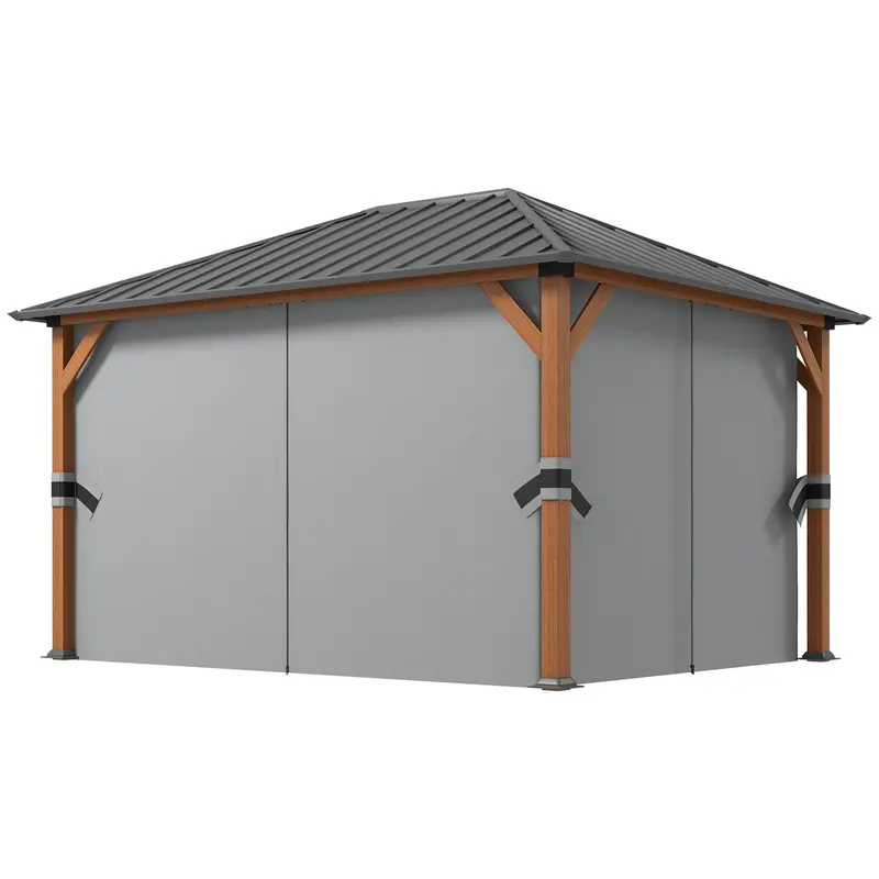 13' X 10' Hardtop Gazebo With Netting & Curtains, Galvanized Steel Frame 2