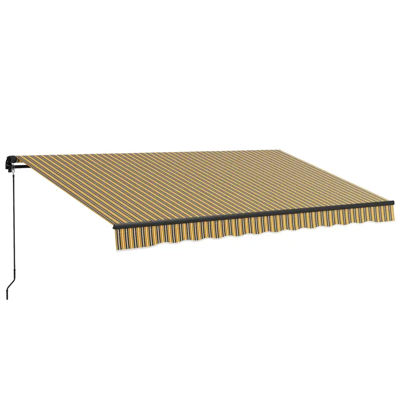 13' X 10' Retractable Awning With Manual Crank, 280Gsm Uv Resistant Fabric And Aluminum Frame, Amber/Dark Grey 1