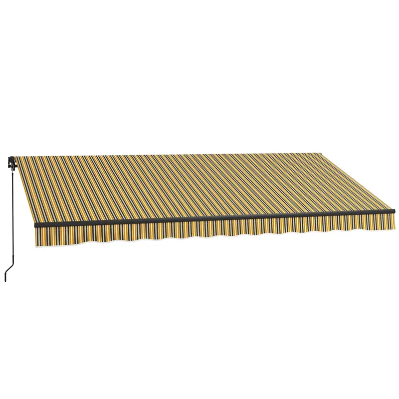 13' X 10' Retractable Awning With Manual Crank, 280Gsm Uv Resistant Fabric And Aluminum Frame, Amber/Dark Grey 2