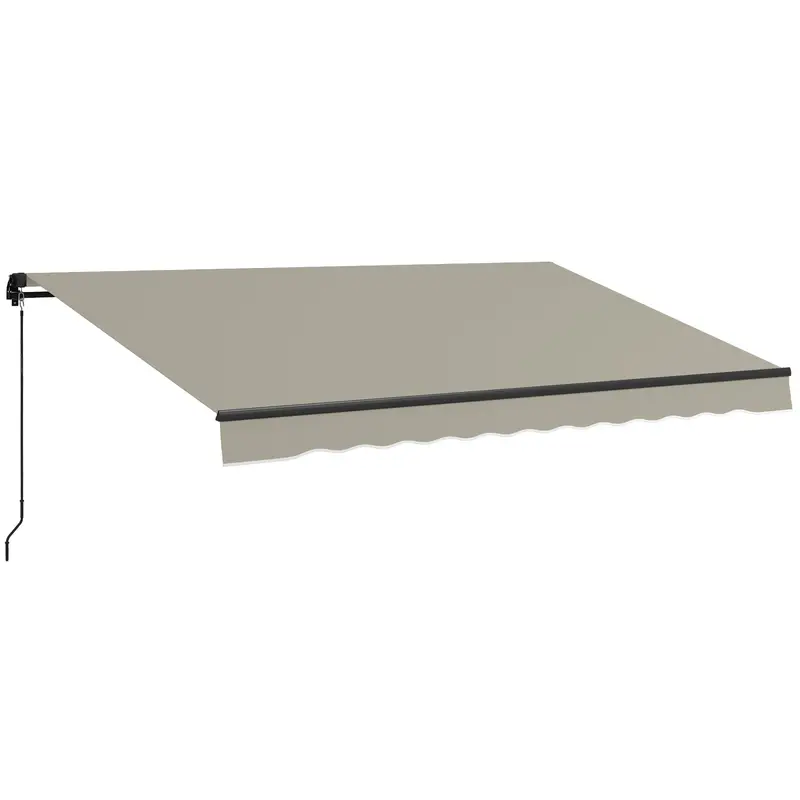 13' X 10' Retractable Awning With Manual Crank, 280Gsm Uv Resistant Fabric And Aluminum Frame, Light Grey 1