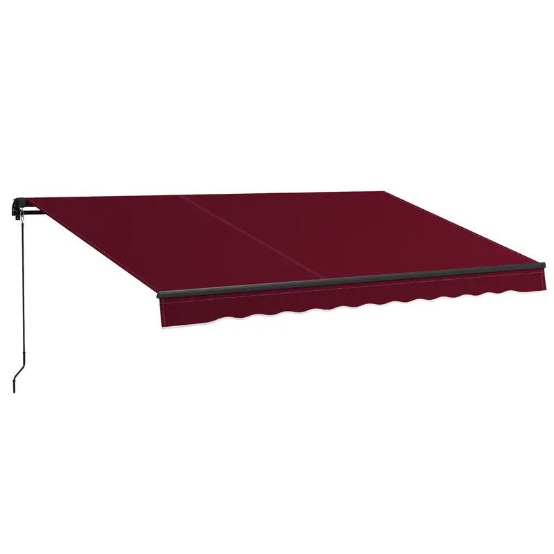 13' X 10' Retractable Awning With Manual Crank, 280Gsm Uv Resistant Fabric And Aluminum Frame, Wine Red 1