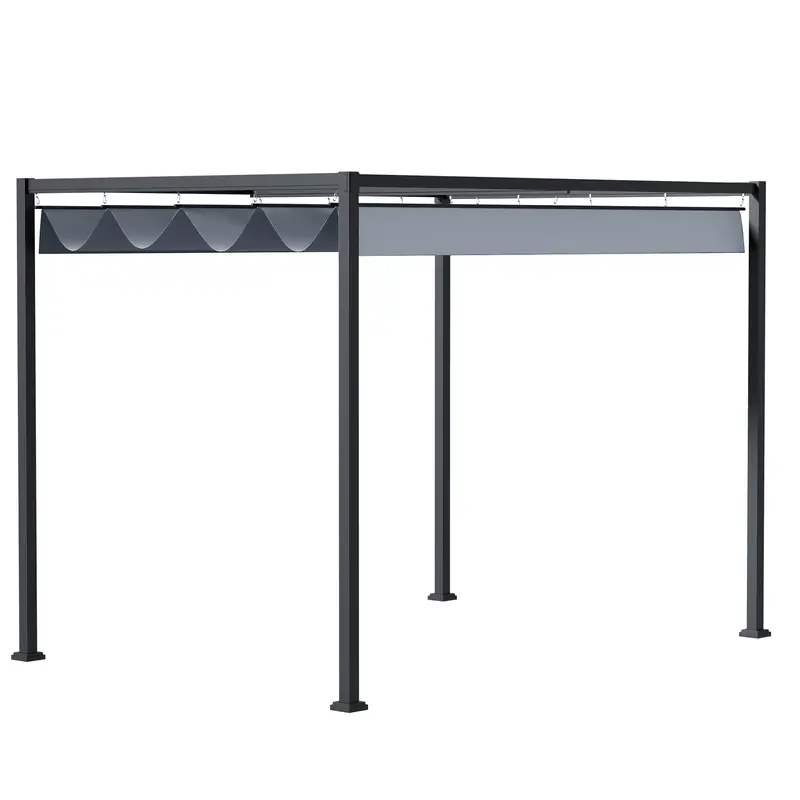13' X 10' Retractable Pergola Canopy, Outdoor Sun Shade, Dark Grey 1