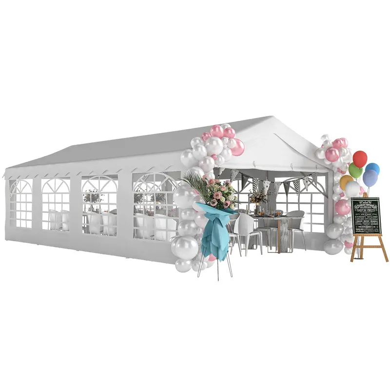 13' X 26' Heavy Duty Party Tent And Carport With Sidewalls, White 1