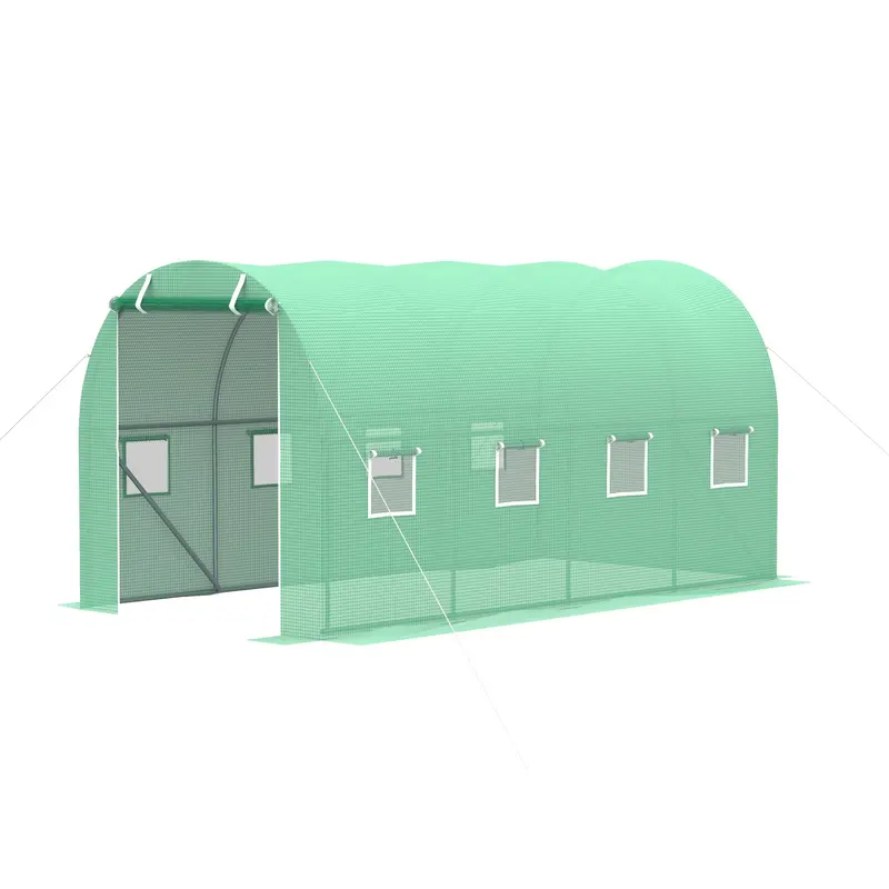 13' X 6.4' X 6.5' Walk-In Tunnel Greenhouse With 8 Mesh Windows, Green 1