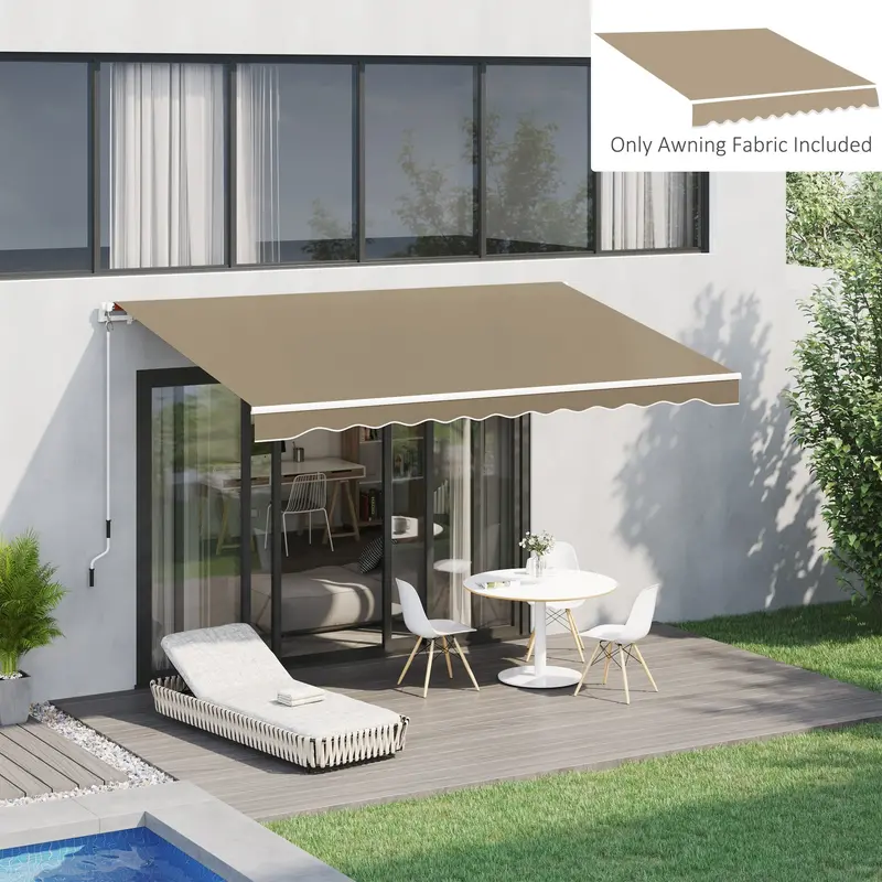 13' X 8' Retractable Awning Fabric Replacement, 280Gsm Uv Resistant Fabric, Beige 2