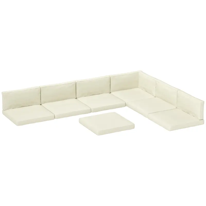 14 Piece Replacement Cushions For Rattan Furniture, Cushion Pad For Patio Set, Cream White 1